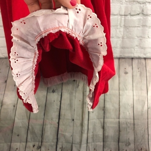Girls’s Red and White Long Dress - Size: Large - Picture 5 of 7